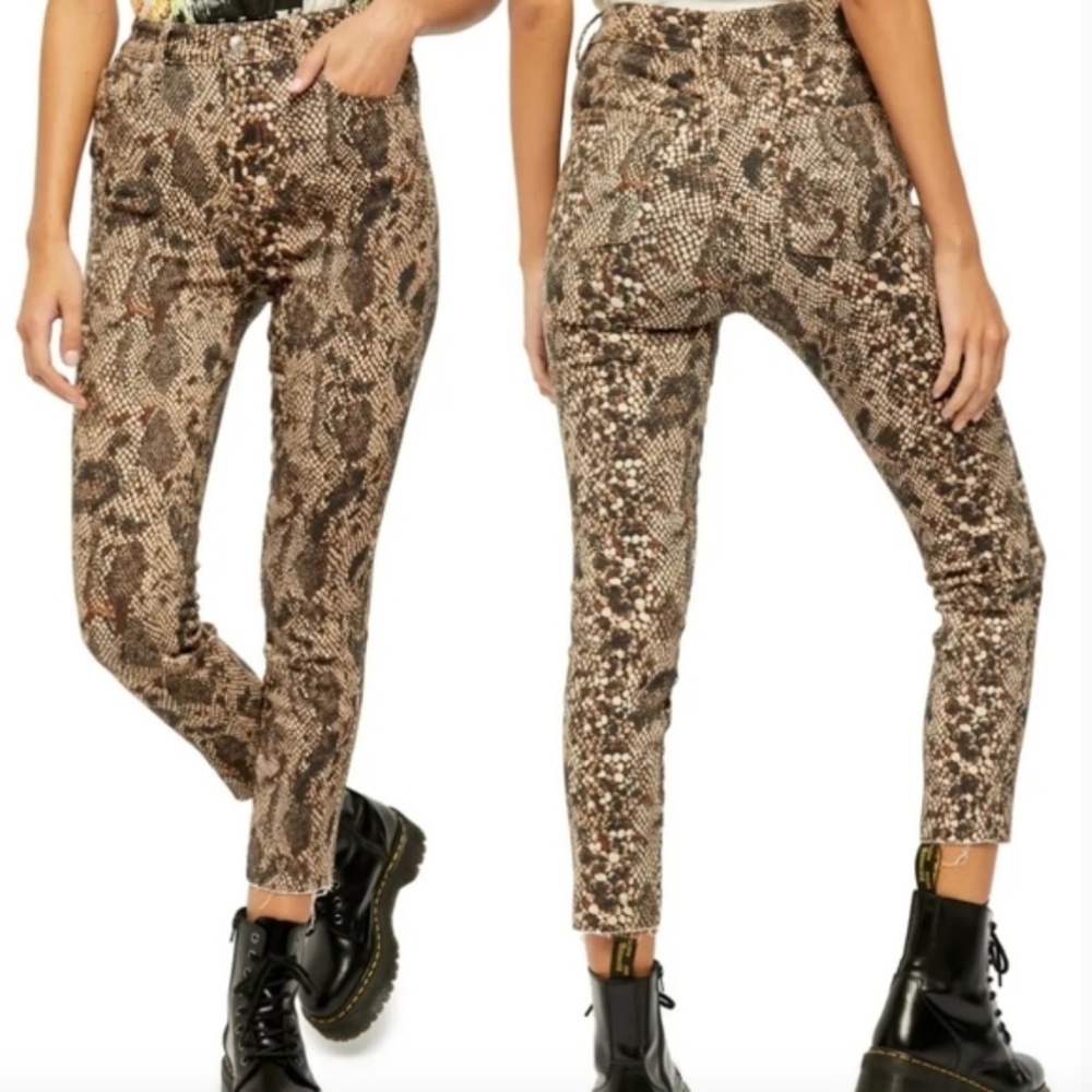 Free People Two Faced Snake Skin Print Skinny Jeans - Size 27